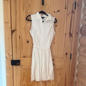 Lands' End White Sleeveless Midi Dress